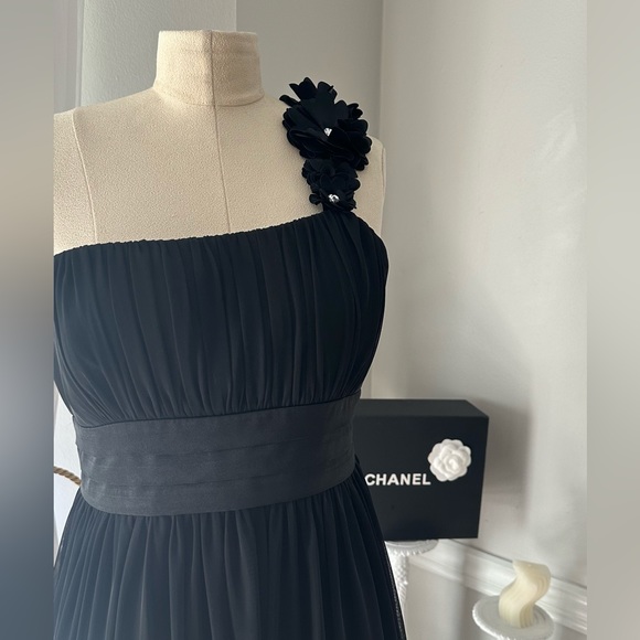 One Shoulder Floral strap Black Formal Prom Wedding guest dress 🖤 - Picture 3 of 10